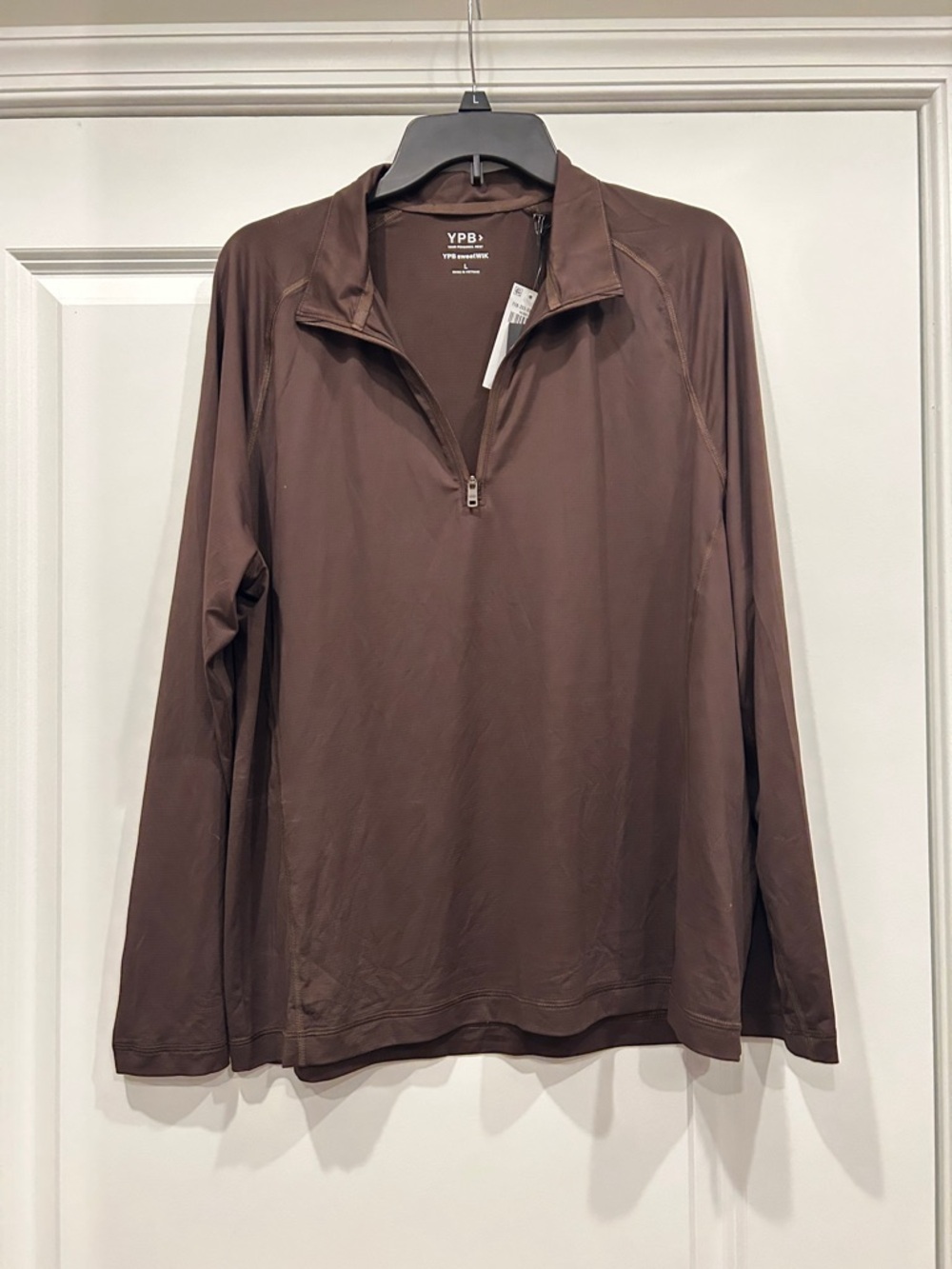 YPB Men’s Brown Long Sleeve Half-Zip Performance Top